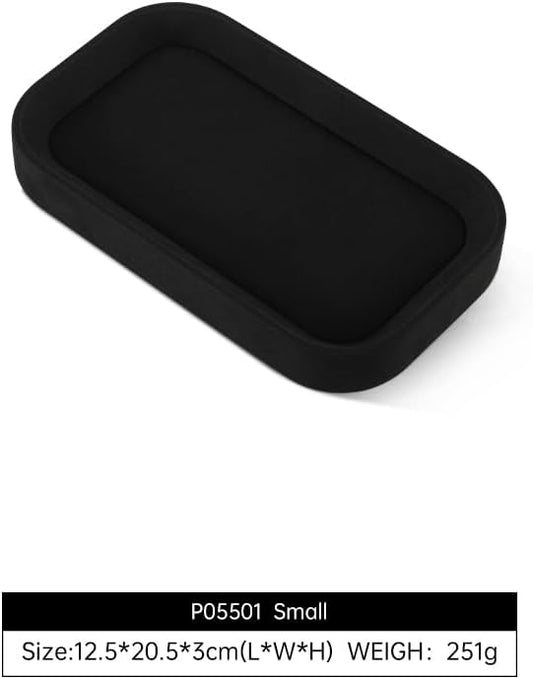 Yinbeini Ring Display Tray, Microfiber Earring Organizer,Luxury Key Tray,Premium Decorative Tray,Black Jewelry Dish