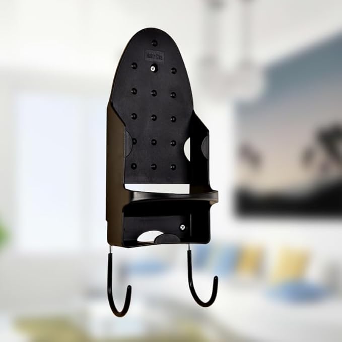 Compact Electric Iron Holder Bathroom Organizer Shelf Heat Resistant Wall Mount for Iron Ironing Board Storage Strong Hooks for Boards Home Use