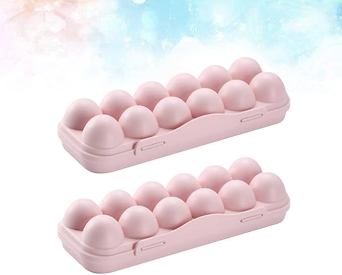 Cabilock 12 Egg Storage Box with Lid Stackable Fridge Organizer for Kitchen Clear Plastic Egg Holder for Refrigerator Space-Saving Tray for Household Use