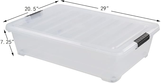Minekkyes 3 Packs 50 QT Plastic Under Bed Storage Bins with LatchLids, Underbed Storage Containers with Wheels for Closet Organizers