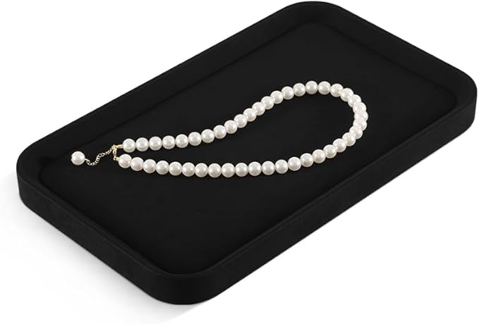 Yinbeini Mens Valet Tray, Microfiber Valet Tray,Luxury Jewelry Drawer Organizer,Premium Flat Tray,Black Jewelry Tray