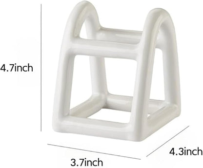 Handmade Ceramic Holder Stand for Toothbrushes, Makeup Brushes, and Pens - Minimalist Design for Bathroom Vanity and Countertops Decor (White)