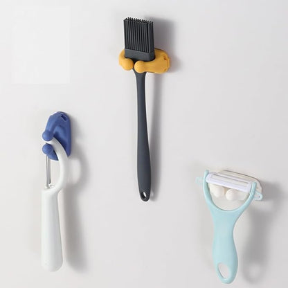 Defrko Silicone Razor Holders - 6 Pcs Hooks Adhesive Wall Mounted for Hanging Towel Key Plug Cable, Utility Decoration Hook Stick to Dorm Room Door Function for Kitchen Bathroom Home Office