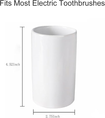 AHUDKKY White Toothbrush and Toothpaste Holder,Ceramic Electric Toothbrush Holders,Toothbrush Cup, Bathroom Tooth Brush Holders(300ml)