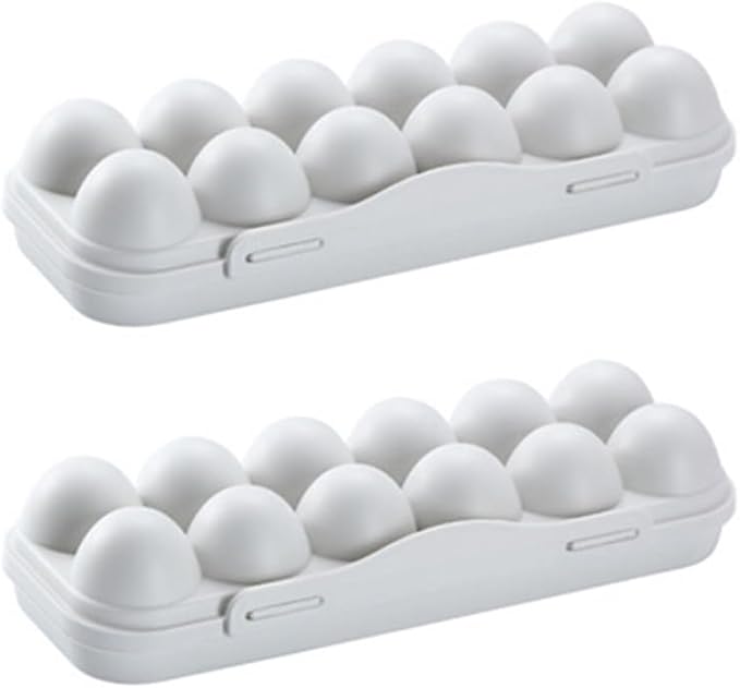 Cabilock Stackable Egg Storage Box for Refrigerator with Lid Holds 15 Eggs Fridge Organizer Bin Durable Plastic Kitchen Egg Holder