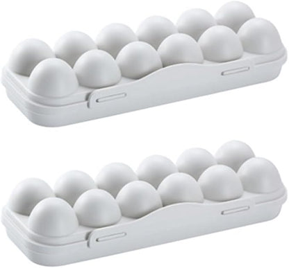 Cabilock Stackable Egg Storage Box for Refrigerator with Lid Holds 15 Eggs Fridge Organizer Bin Durable Plastic Kitchen Egg Holder