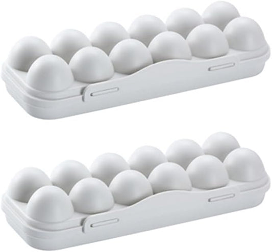 Cabilock Stackable Egg Storage Box for Refrigerator with Lid Holds 15 Eggs Fridge Organizer Bin Durable Plastic Kitchen Egg Holder