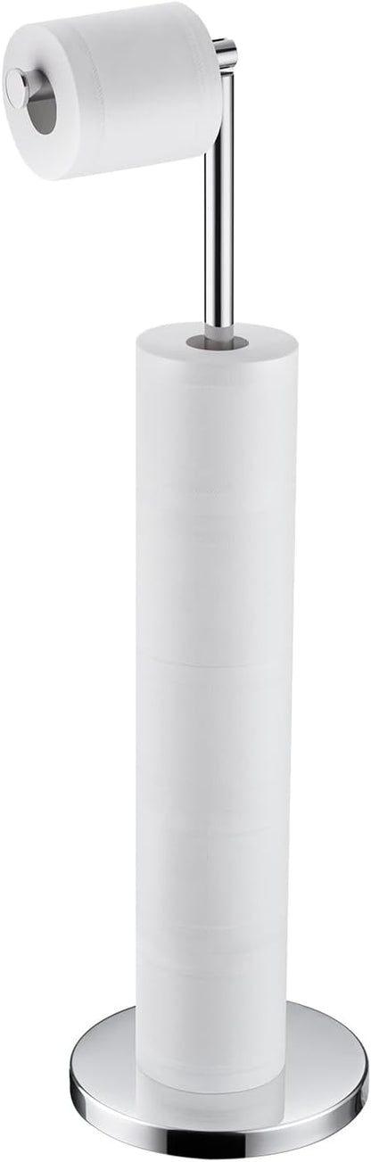 BAGNOLUX Bathroom Toilet Paper Holder Stand with Reserve, SUS304 Stainless Steel Rustproof Pedestal Tissue Roll Holder Heavy Duty, Polished Chrome