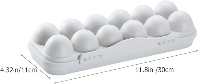 Amosfun 12-Count Egg Holder for Refrigerator with Lid Anti-Collision Fresh Storage Box for Kitchen and Fridge Organization 11.8 X 4.3 X 2.5 Inches