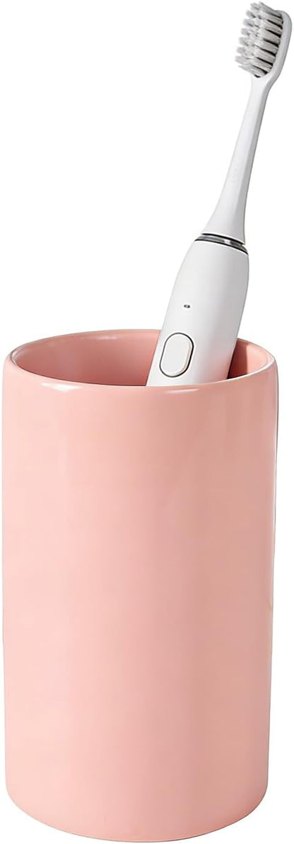 AHCDKKY Ceramic Electric Toothbrush Holder,Bathroom Cup for Toothbrush and Toothpaste Organizer,Bathroom Tooth Brush Holders(300ml,Pink)