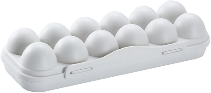 Amosfun 12-Count Egg Holder for Refrigerator with Lid Anti-Collision Fresh Storage Box for Kitchen and Fridge Organization 11.8 X 4.3 X 2.5 Inches