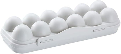Amosfun 12-Count Egg Holder for Refrigerator with Lid Anti-Collision Fresh Storage Box for Kitchen and Fridge Organization 11.8 X 4.3 X 2.5 Inches