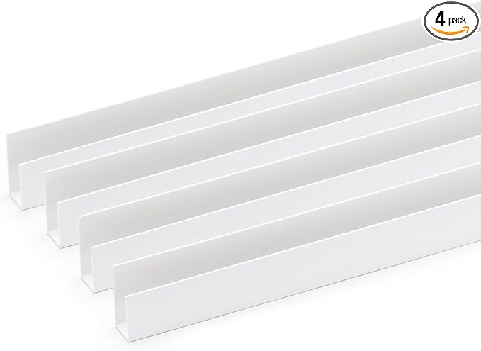 TRINITY 48.5” PVC Edge Trim for Slatwall Panels, White, 4 Pack