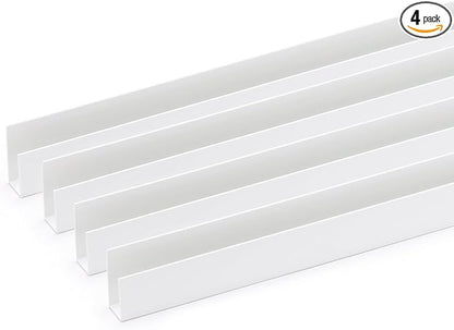TRINITY 48.5” PVC Edge Trim for Slatwall Panels, White, 4 Pack