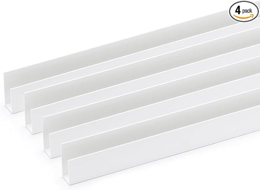 TRINITY 48.5” PVC Edge Trim for Slatwall Panels, White, 4 Pack
