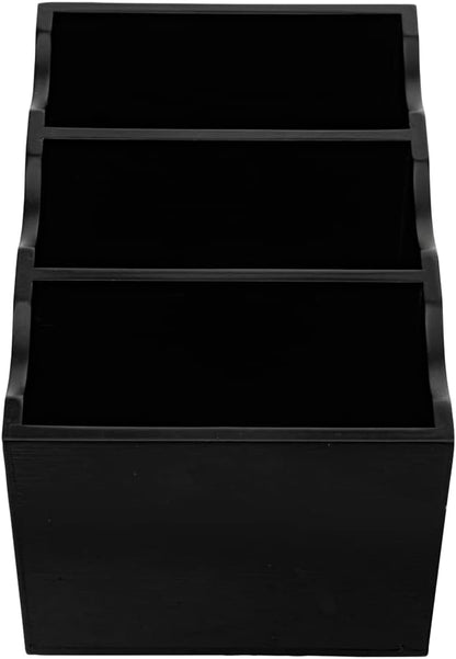 Restaurantware 8.25 x 5.5 x 4.75 Inch Flatware Display 1 Countertop Buffet Utensil Caddy - 3 Compartment For Parties Picnics Homes or Restaurants Black Bamboo Cutlery Holder Upright