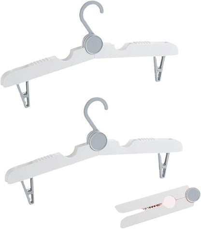 Portable with Clips Folding Clothes Hangers, Cruise Ship Essentials Portable Folding Clothes Hangers,Travel Accessories Foldable Clothes Drying Rack for Travel, 2 Pieces