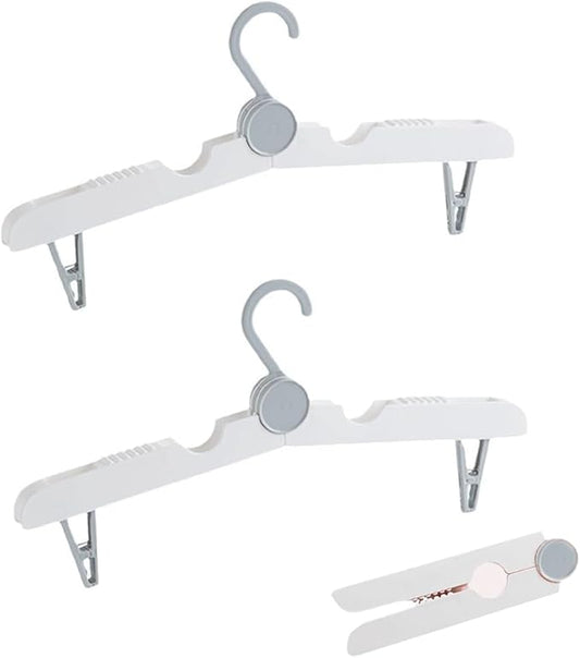 Portable with Clips Folding Clothes Hangers, Cruise Ship Essentials Portable Folding Clothes Hangers,Travel Accessories Foldable Clothes Drying Rack for Travel, 2 Pieces