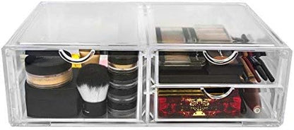 Sorbus Large Stackable Acrylic Drawers - 3 Clear Storage Drawers for Organizing Make up, Nail Polish, Hair Accessories, and Beauty Supplies - Makeup Organizer for Vanity, Bathroom Organizer Countertop