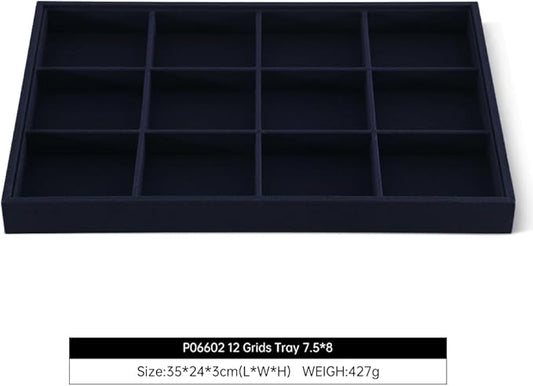 Dansmiy Linen 12 Grid Stackable Bangle Storage Tray, Bracelet Watch Display Tray, Jewelry Shop Counter Showcase Table Top Organizers, Makeup Table Drawer Insert Jewelry Tray