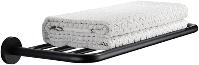 Hotel Towel Racks for Bathroom Wall Mounted, 30 Inch Towel Shelf for Bathroom, 2-Tier Bathroom Towel Rack, Black