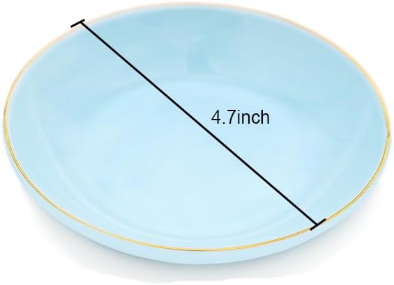 HANKOR 4.75" Ceramic Jewelry Tray, Small Ring Dish Holder Trinket Tray, Catch All Trays for Ring Earring Necklace Key, Christmas Gifts for Women Girls (Light Blue)