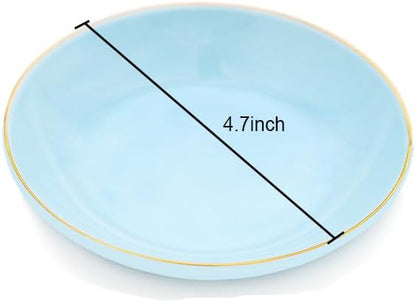 HANKOR 4.75" Ceramic Jewelry Tray, Small Ring Dish Holder Trinket Tray, Catch All Trays for Ring Earring Necklace Key, Christmas Gifts for Women Girls (Light Blue)