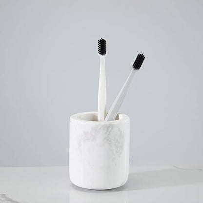 White Marble Toothbrush Holder for Bathroom, Natural Organic White Marble Toothbrush Cup, Mordern Style Texture Razor Holder, Razor Organizer for Dressing Table, Countertop, Hotel