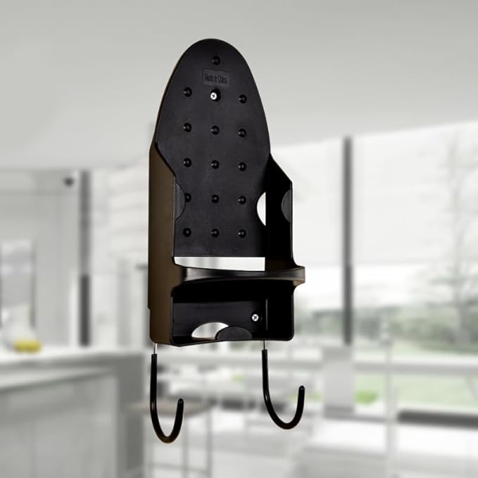 Compact Electric Iron Holder Bathroom Organizer Shelf Heat Resistant Wall Mount for Iron Ironing Board Storage Strong Hooks for Boards Home Use