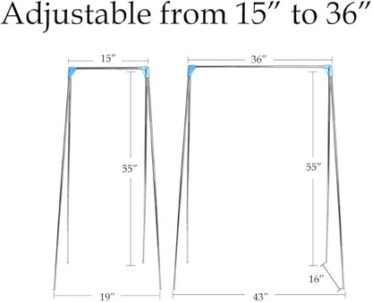 Portable Garment Rack Extra Compact and Lightweight, Foldable Mini Drying Clothe Rack for Travel, Camping, Laundry, Dance, Indoor, Outdoor (Enhanced (Longer & Thicker) + 10 Foldable Hangers)