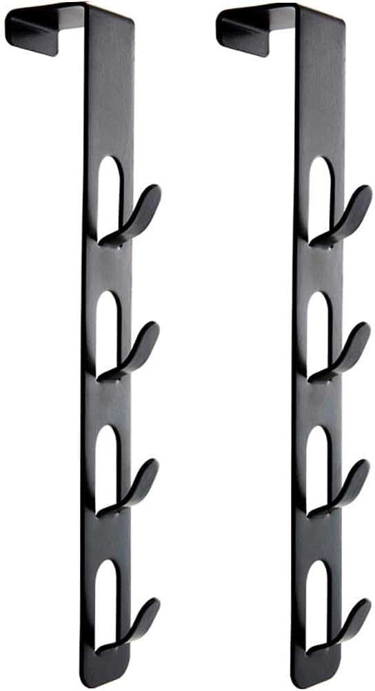 JAMEND CLXP 2 Pack Black Coat Hooks, 4 Layers Metal Hats Hanger, Strong Vertical Black Coat Hook, Over Door Rack for Hanging Bags Jams Scarf Keys and More.