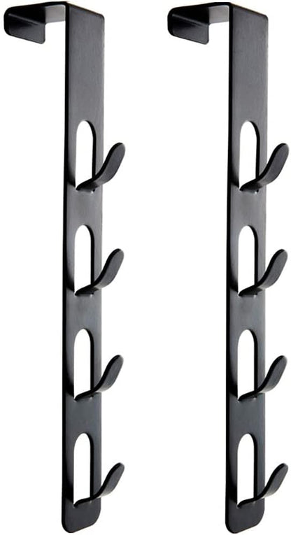 JAMEND CLXP 2 Pack Black Coat Hooks, 4 Layers Metal Hats Hanger, Strong Vertical Black Coat Hook, Over Door Rack for Hanging Bags Jams Scarf Keys and More.