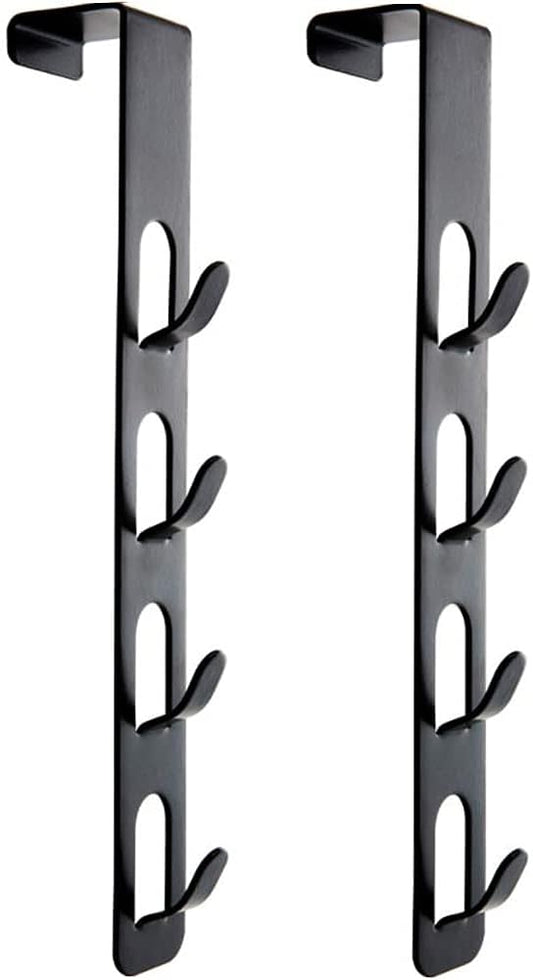JAMEND CLXP 2 Pack Black Coat Hooks, 4 Layers Metal Hats Hanger, Strong Vertical Black Coat Hook, Over Door Rack for Hanging Bags Jams Scarf Keys and More.