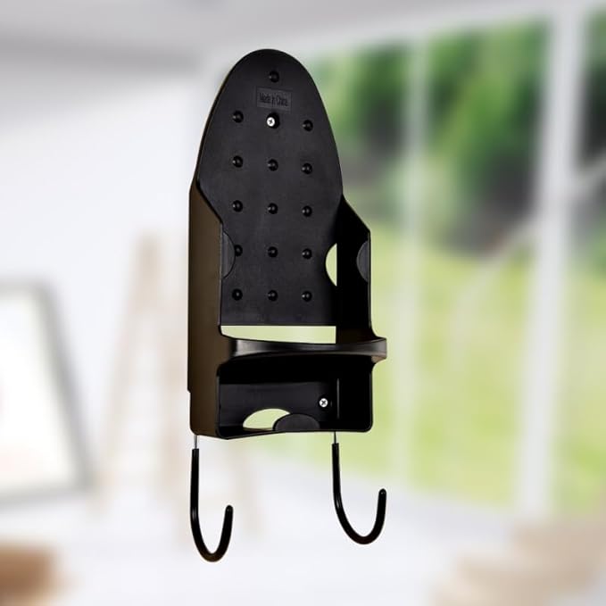 Compact Electric Iron Holder Bathroom Organizer Shelf Heat Resistant Wall Mount for Iron Ironing Board Storage Strong Hooks for Boards Home Use