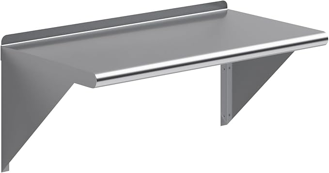 AmGood 30" Long X 16" Deep Stainless Steel Wall Shelf | NSF Certified | Appliance & Equipment Metal Shelving | Kitchen, Restaurant, Garage, Laundry, Utility Room