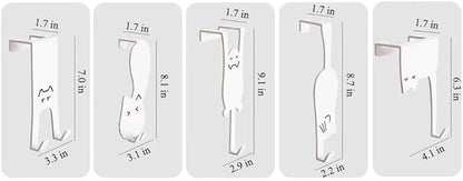Nooboochichy Over The Door Hooks, Door Hangers Clothes Hangers Behind The Door, Wall-Mounted cat-Shaped Metal Hangers for Clothes, Hats, and Keys, Set of 5