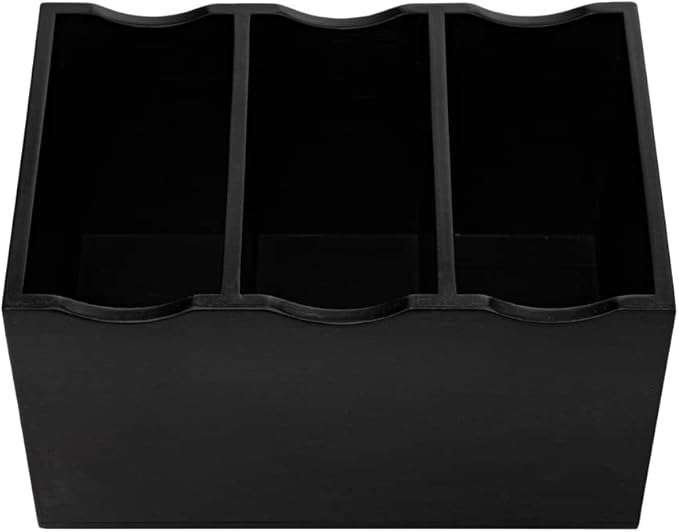 Restaurantware 8.25 x 5.5 x 4.75 Inch Flatware Display 1 Countertop Buffet Utensil Caddy - 3 Compartment For Parties Picnics Homes or Restaurants Black Bamboo Cutlery Holder Upright
