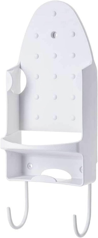 Ironing Board Hanger Wall Mount, Electric Iron Holder Rack Organizer with Hooks for Household Bathroom Laundry Room Closet Hotel White