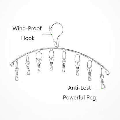 4 Pack Stainless Steel Laundry Drying Rack Clothes Hanger with 10 Clips
