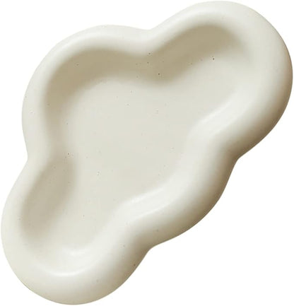 Chubby Jewelry Tray, Cute Cloud Trinket Dish (Crème)