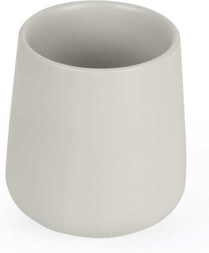 INGOFIN 12 oz Ceramic Toothbrush Holder, Toothpaste Holder and Cup for Bathroom Vanity and Countertop, Organizer for Cosmetic, Makeup, Office Pencils, for Hotel and Apartment, Light Grey