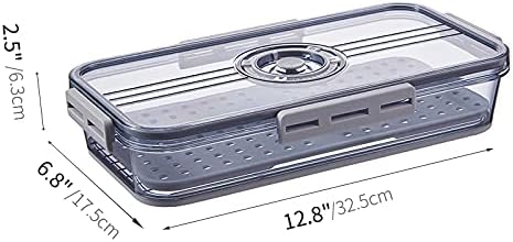 Huaqinglian Fridge Produce Saver Food Storage Bin with removable Drain Tray, Stackable Refrigerator Organizer Fresh Keeper Container with timer lid For Kitchen Produce Fruit Vegetables storage (1.5L)