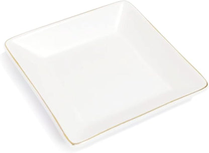 HANKOR Ceramic Jewelry Dish Tray, Decorative Trinket Tray Holder for Ring Earring Key, Gift for Women Girls, 4.7inch, White