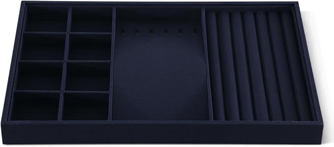 Dansmiy Linen Stackable Multifunctional jewelry Display Tray, Ring Earring Bracelet Necklace Storage Tray, Jewellery Shop Counter Showcase Table Top Organizers, Makeup Table Drawer Insert Jewelry Tray