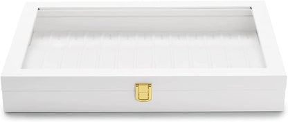 Oirlv White Leather Acrylic Lid Jewelry Necklace Organizer Box Necklace Bracelet Display Holder Case Drawer Insert Women Gift