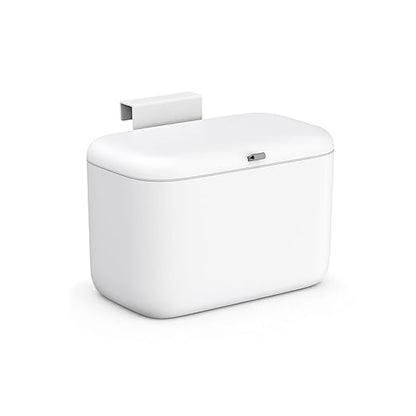 MUEE Hanging Compost Bin for Kitchen Cabinet Door - 1.3 Gal Small Trash Can with Lid, Under-Sink Food Scraps Collector, Slim Odorless Waste Bin for Apartment Essentials & RV - White