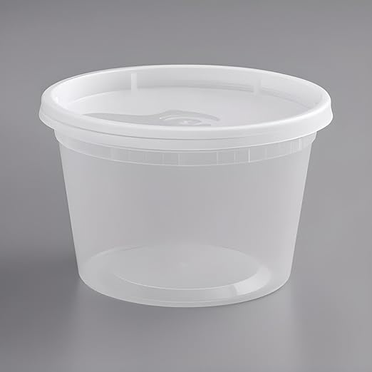 OCS Parts Round Plastic Deli Containers with Lids | Stackable, Microwavable, Freezer and Dishwasher Safe BPA Free Food Prep and Storage Containers (240, Clear, 16 Ounce)