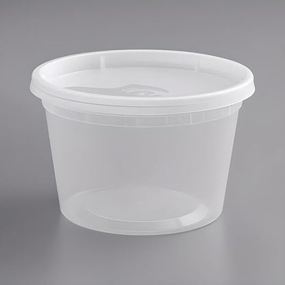 OCS Parts Round Plastic Deli Containers with Lids | Stackable, Microwavable, Freezer and Dishwasher Safe BPA Free Food Prep and Storage Containers (240, Clear, 16 Ounce)