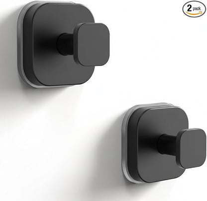 XCIXCI 2Pack Suction Cup Hooks for Shower, Bathroom, Kitchen, Glass Door, Mirror, Tile, Matte Black