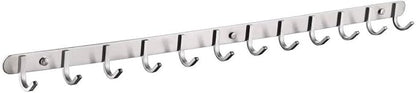 QT Home Decor Hook/Coat Rack with 12 Square Hooks-Modern Wall Mounted - Ultra Durable with Solid Steel Construction,Brushed Stainless Steel Finish,Super Easy Installation,Rust and Water Proof.